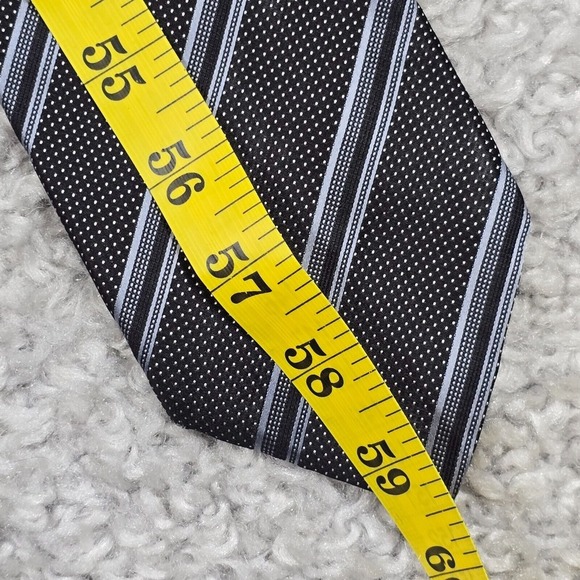 Giorgio Armani Neck Tie Mens Black Blue Stripes Micro Dots Silk Italy Career - Picture 7 of 8